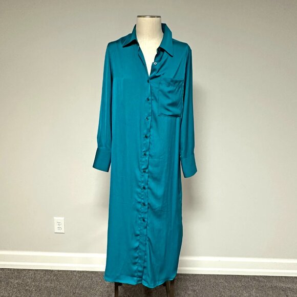 Banana Republic Satin Maxi Shirt Dress - Picture 3 of 9